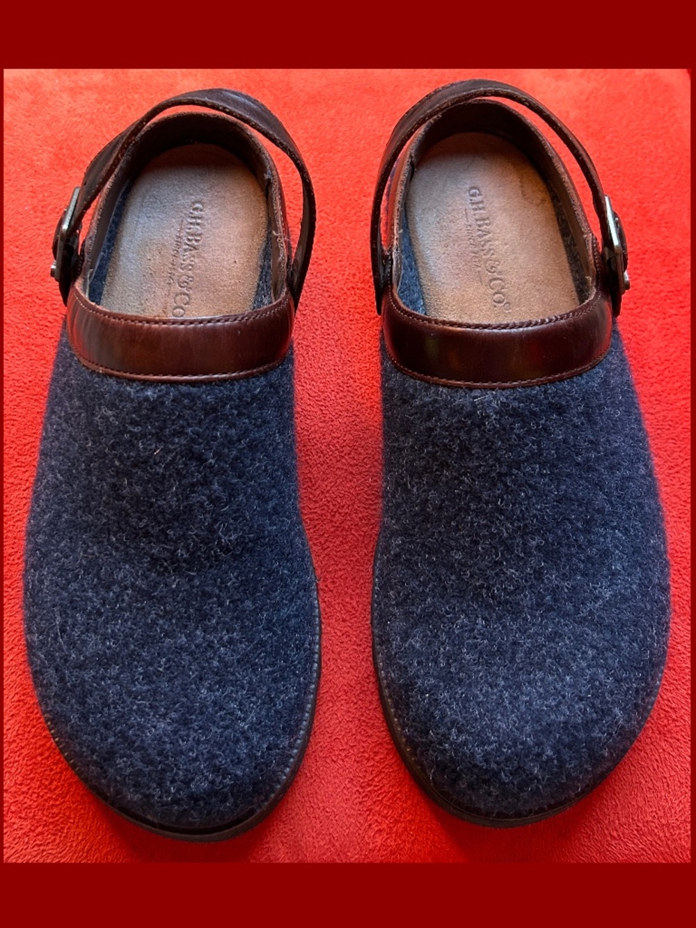 G.H. BASS & Co Women’s Casual MULES/Clogs 7M Navy FELT, Style Q822 Vintage